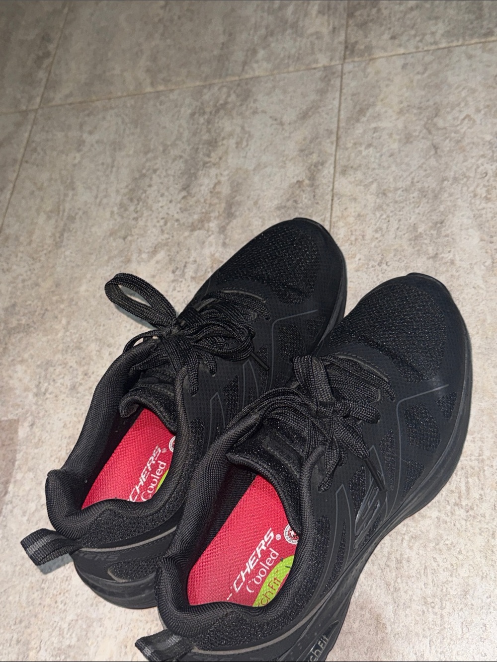 Skechers Black Athletic Sneakers with Red Lining